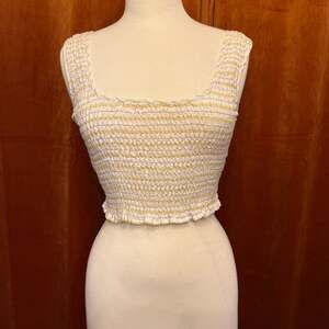 Le Lis Striped Waffle Cropped Tank Top Women’s Small